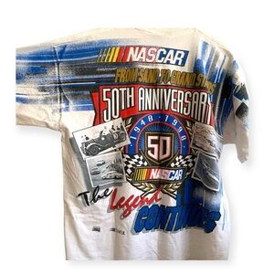 Vintage 90’s NASCAR 50th Anniversary All Over Print Racing Tee Size L